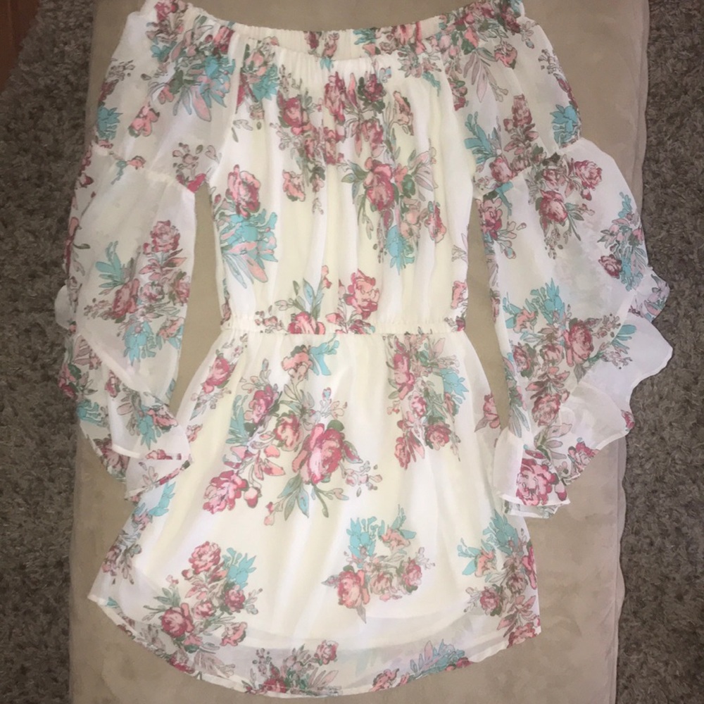 Hint of Blush off the shoulder dress